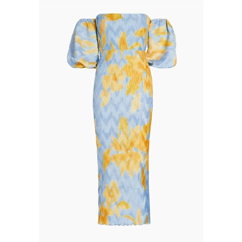 L'Idée Pleated Off-The-Shoulder Midi-Dress NWT AU14 US10